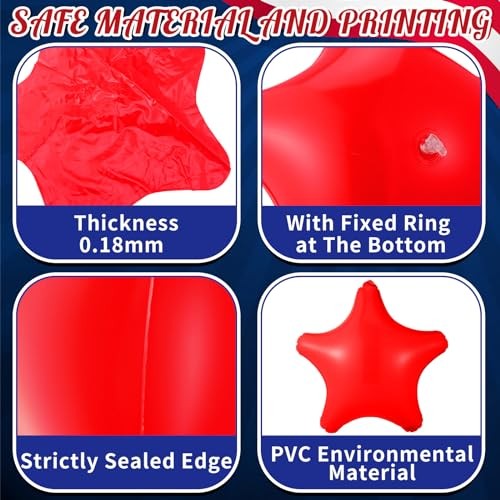 12 Pcs 8 Inch 4th of July Inflatables Outdoor Decorations Patriotic Red White - Picture 5 of 7