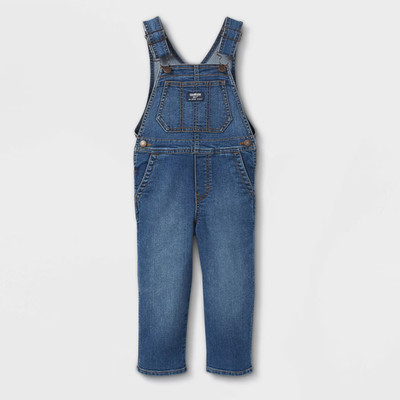 NWT Boy's OshKosh B'gosh Solid Denim Overalls Adjustable Straps Blue Size 18 Mo
