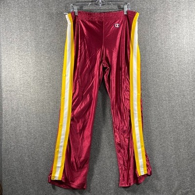 VTG 80s 90s Champion Warmup Tear Away Pants Mens Medium Red Yellow Dazzle Shiny