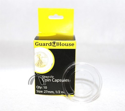 10 Direct Fit 27mm Guardhouse Coin Capsule Holders for US 1/2 oz Gold Eagle