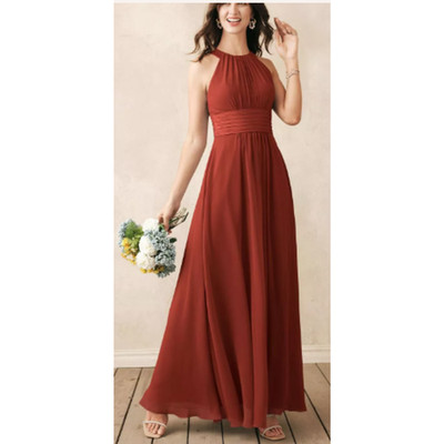 AW BRIDAL 4 S rust orange Dorian wedding guest formal party maxi dress NEW b41