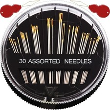 Premium 30/60 Pack Hand Sewing Needles Set with Threaders –6 Assorted Sizes Pack