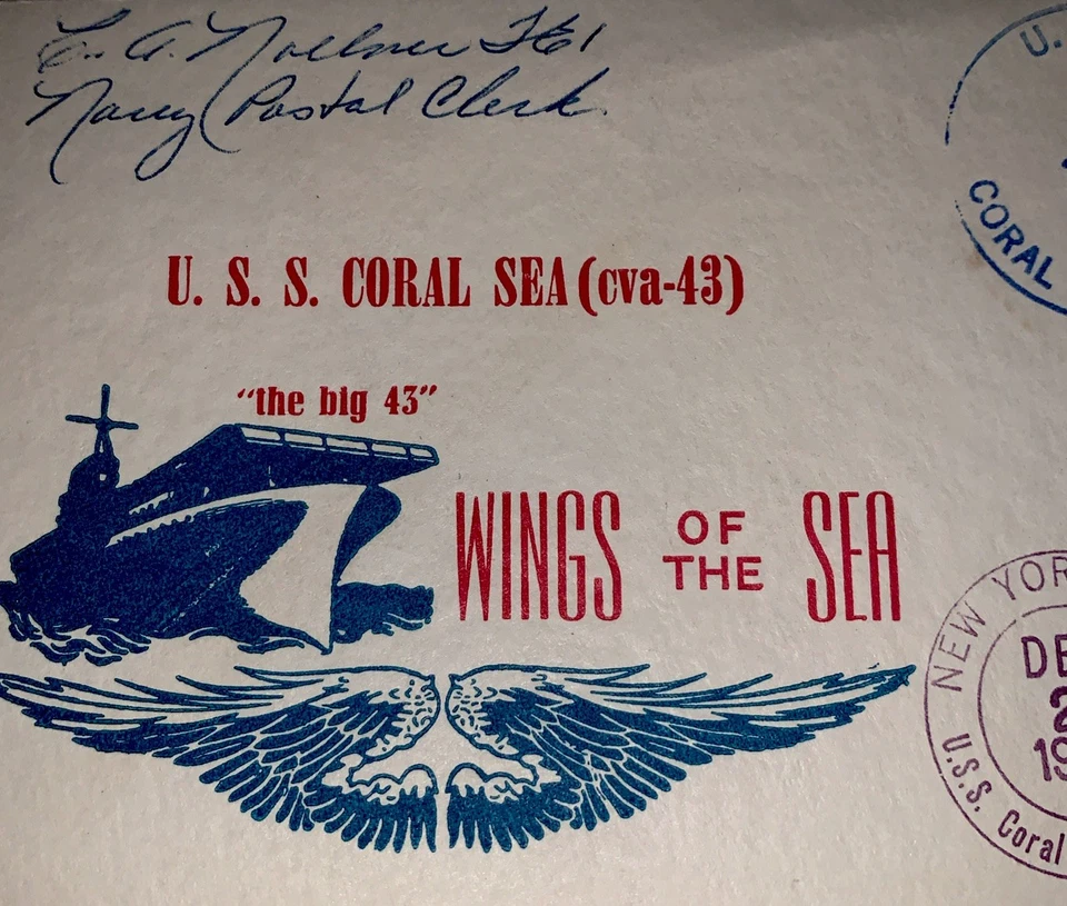 1956 USS Coral Sea CVA-43 (“the Big 43”)Wings Of The Sea FDC Rare Cover Dec 25 - Image 2 of 4