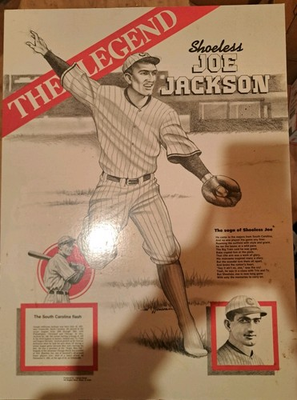 #ad Shoeless Joe Jackson Oddball Poster On Wood Frame. $50.00