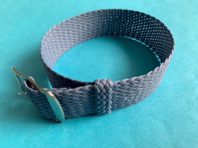 Eichmüller Uhrenarmband Perlon taubenblau Retro geflochten 20mm Dornschließe