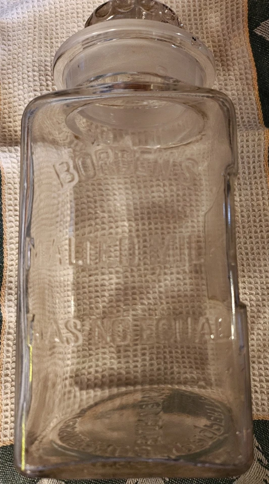 Botella de vidrio boticario de leche malteada Borden's con fuente de soda Li, 9"h Foto 2 de 4