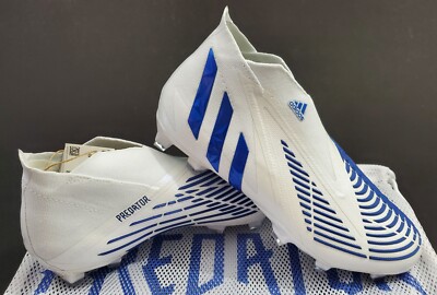 Adidas Predator Edge + FG, White/Blue, Size 8 (GV7375) | eBay