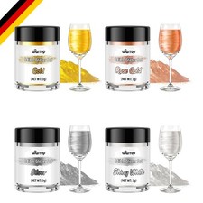 Essbarer Glitzer Set 4 Farben Lebensmittel Glitzerpulver für Cocktails und De...