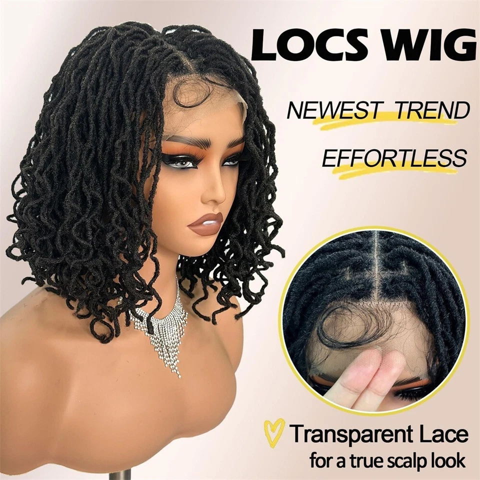 Peluca rizada de 12" con rastas afro de encaje completo para mujer negra con pelo de bebé Foto 2 de 4