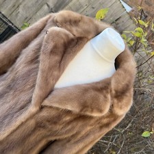 Vintage Real Mink Fur Pastel Brown Blonde Half Belt Slit Back Jacket Coat S/m ?
