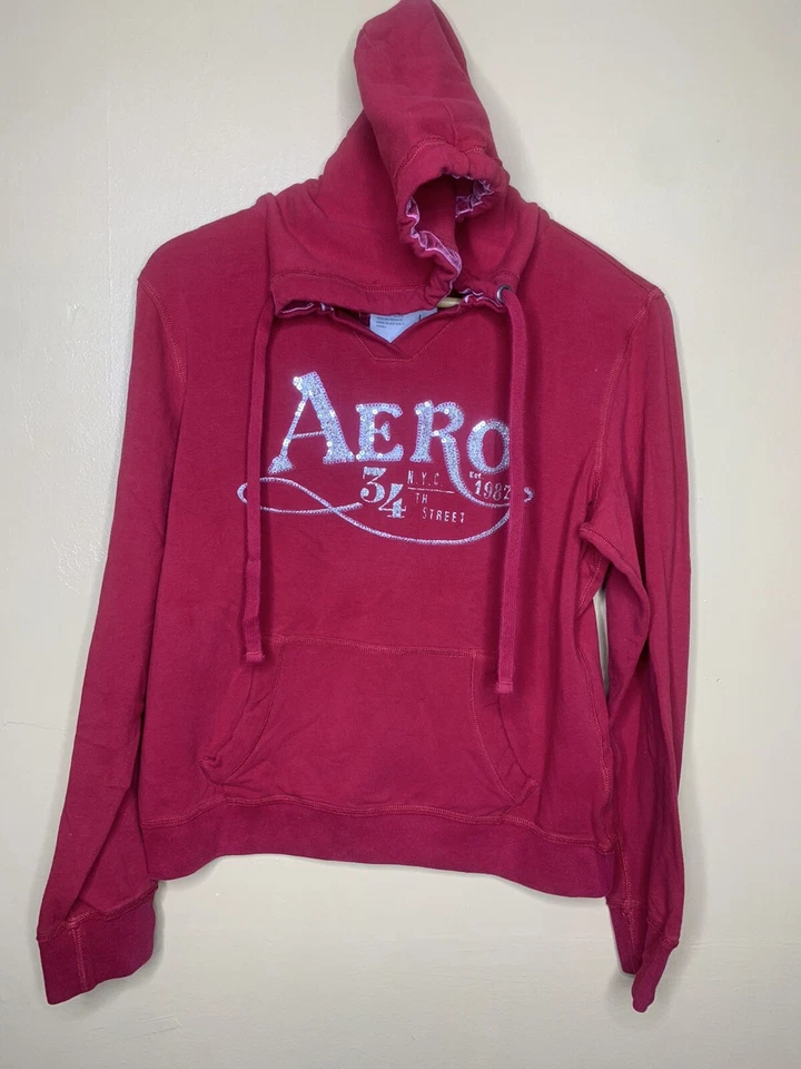 Sudadera con capucha roja Aeropostale para mujer talla grande Foto 3 de 4