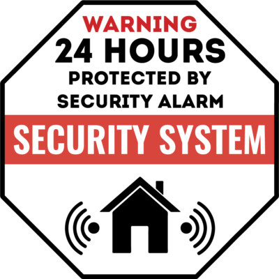 Warning Security System 24 Hours  | Laminated Vinyl Decal Sticker Label