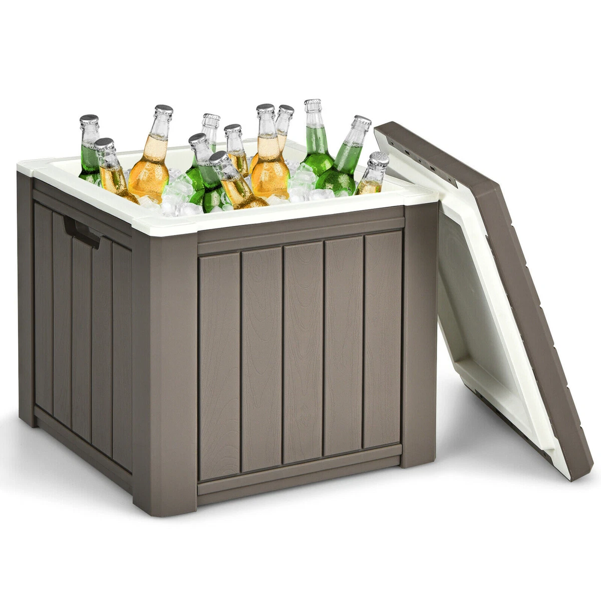 Patio 10 Gallon Ice Cube Cooler Box Table Stool Storage W Handle