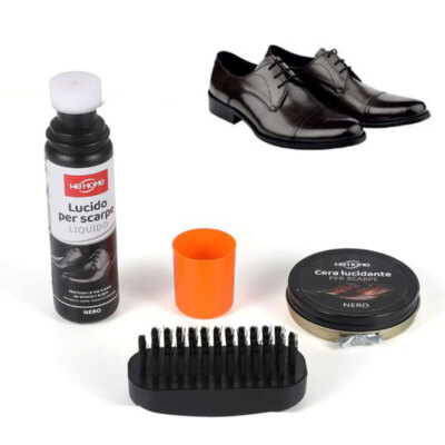 Set completo Lucida Scarpe Nero in pelle Pulizia Calzature Uomo