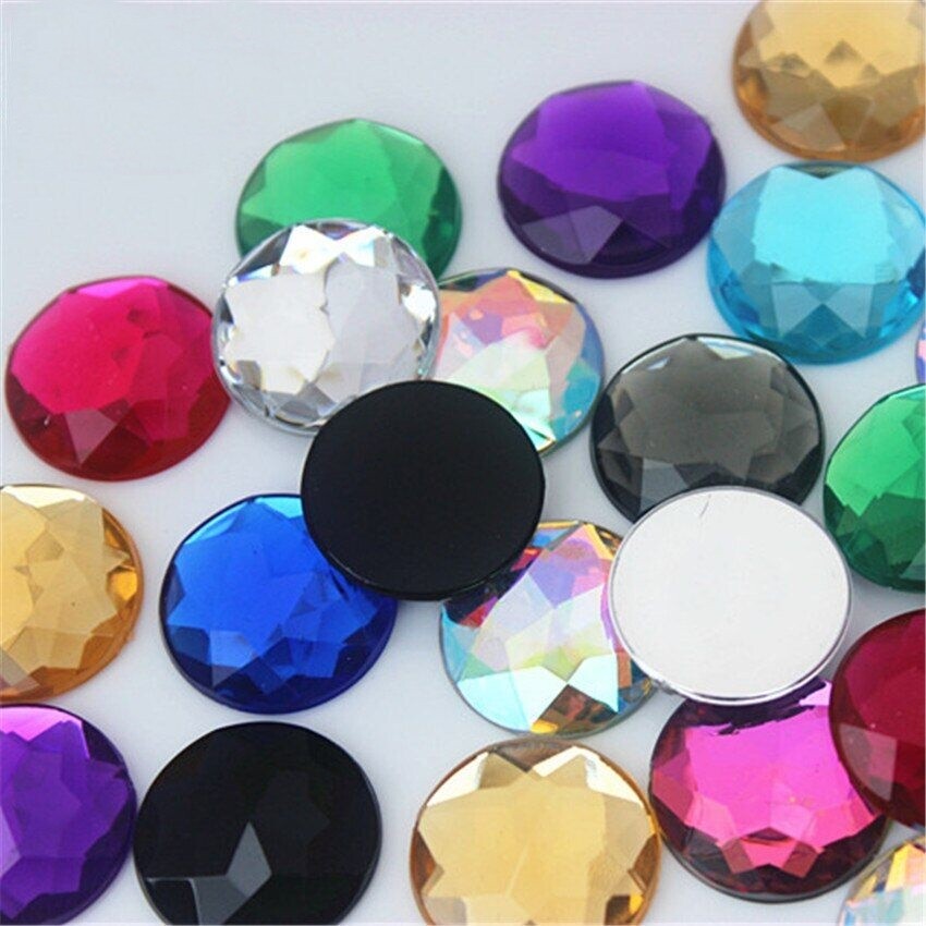 Cuentas redondas coloridas 100 piezas de 20 mm de acrílico y estrás plano cuentas de cristal