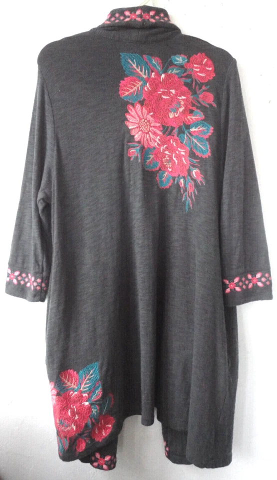 Chaqueta Suéter J JILL XL Tejido Algodón Elástico ~ Bordada HERMOSA Y ACOGEDORA Foto 4 de 4