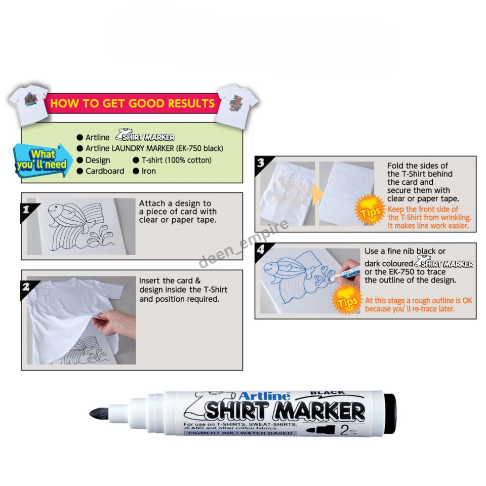 3 PIEZAS Artline Camiseta Rotulador Pluma Tela Pintura 2.0mm Ropa Textil 19 Colores Foto 3 de 4