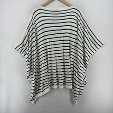CHAPS Sweater Womens One Size Poncho Cover Up Sailor Striped Boat Neck White