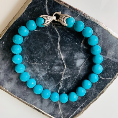 David Yurman Spiritual Bead Men's Bracelet with Turquoise 8mm Medium 