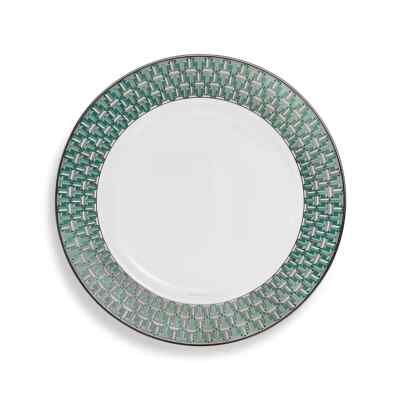 Tiffany T True Dinner Plate with Platinum Hand Painted Rim 10.4in Stylish RARE