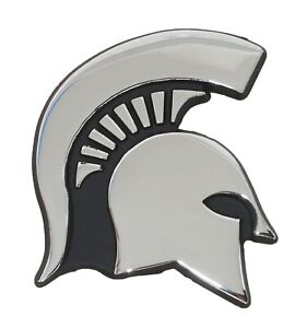 Michigan State Spartan Head Chrome Metal Auto Emblem Ebay