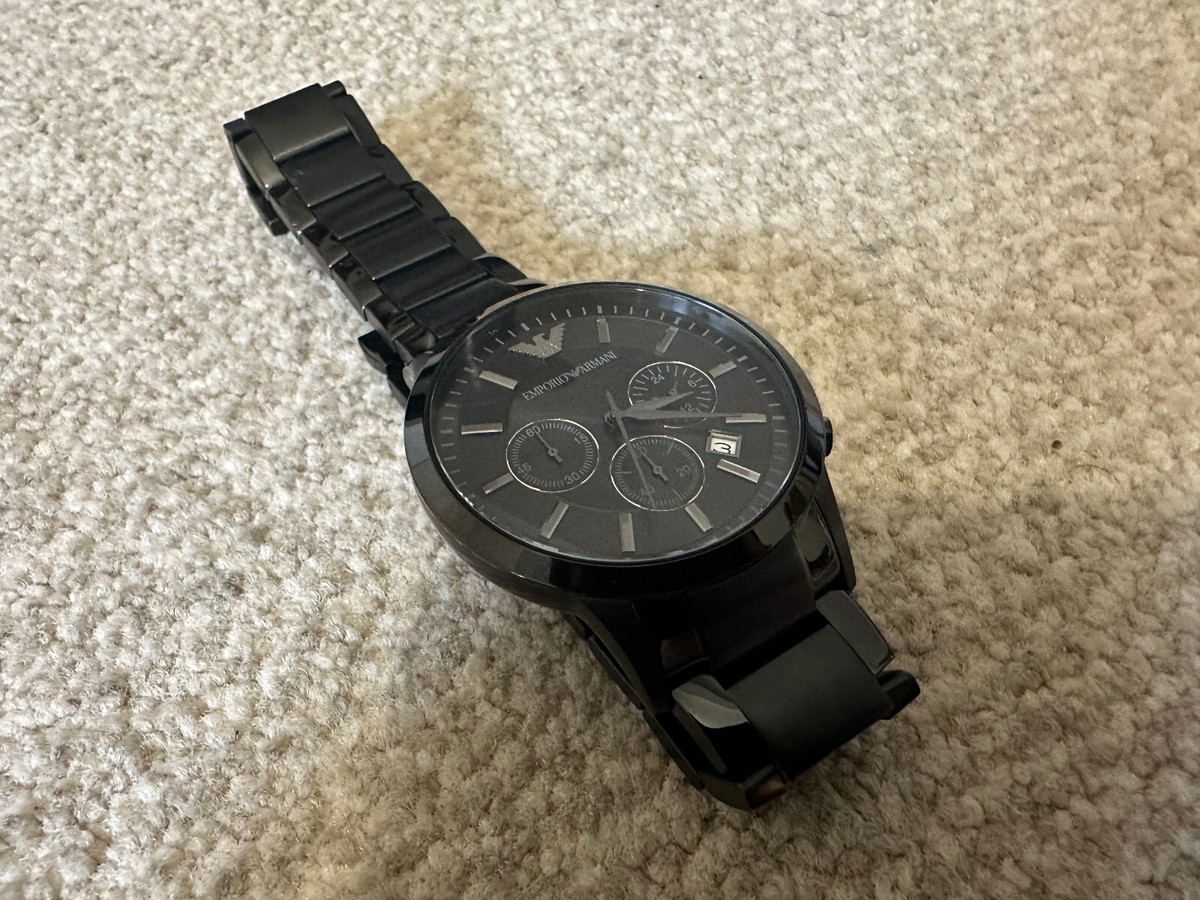 emporio armani ar2453 renato black dial s/steel chronograph men's