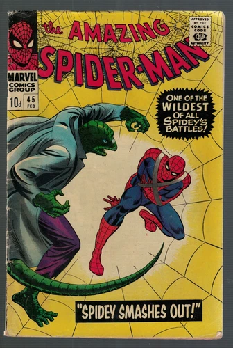 Marvel comics Spiderman 45 Lizard 1967 VGF 5.0  Amazing avengers