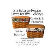 RECIPE LINER for your Sm. or Large Longaberger Recipe Basket ~ Holiday Fabrics
