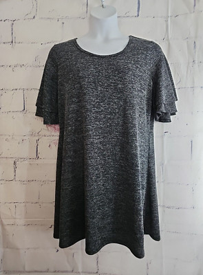 Bobbie Brooks Gray Knit Tunic A-line Dress Plus 1X Short Dual Flutter Sleeve