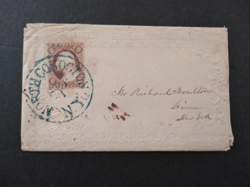 New York: North Cohocton 1856 (circa) Ladies Cover + Letter, Blue Balloon CDS - Picture 2 of 5