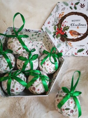 Traditionelle Christbaumkugeln in Geschenkbox festliche Deko 7er Set