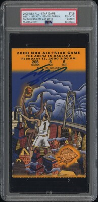2000 NBA ALL-STAR GAME/KOBE BRYANT 2ND TICKET MVPS-SHAQ/DUNCAN PSA