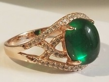 18k Rose Gold Plated Ring over Sterling Silver with Lab Created Emerald size 7