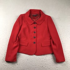 Nipon Boutique Jacket Womens 8 Red Lined Button Up Collared Long Sleeves