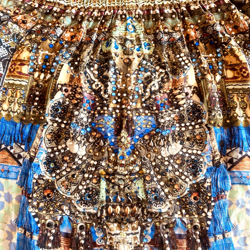 Camilla Silk Mini Skirt Womens Size XS Multicolour Sequin Crystal Embellished - Picture 14 of 20