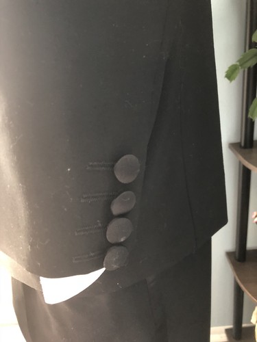 Black Wedding Prom Tuxedo 3 Button with Pants Wool/Satin Made in Italy 40R - Picture 4 of 12
