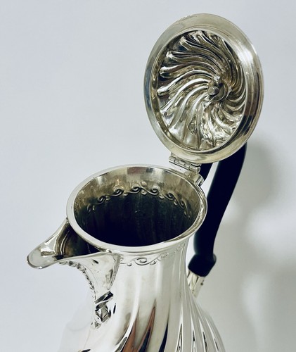 Antica brocca pentola acqua calda in argento massiccio di buona qualità per tè 1908 Sibray - Foto 12 di 15