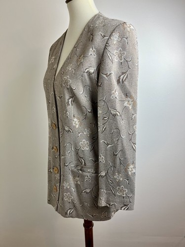 VINTAGE GIORGIO ARMANI LE COLLEZIONI Sz 6 Light Green Floral Print Blazer Jacket - Picture 6 of 9