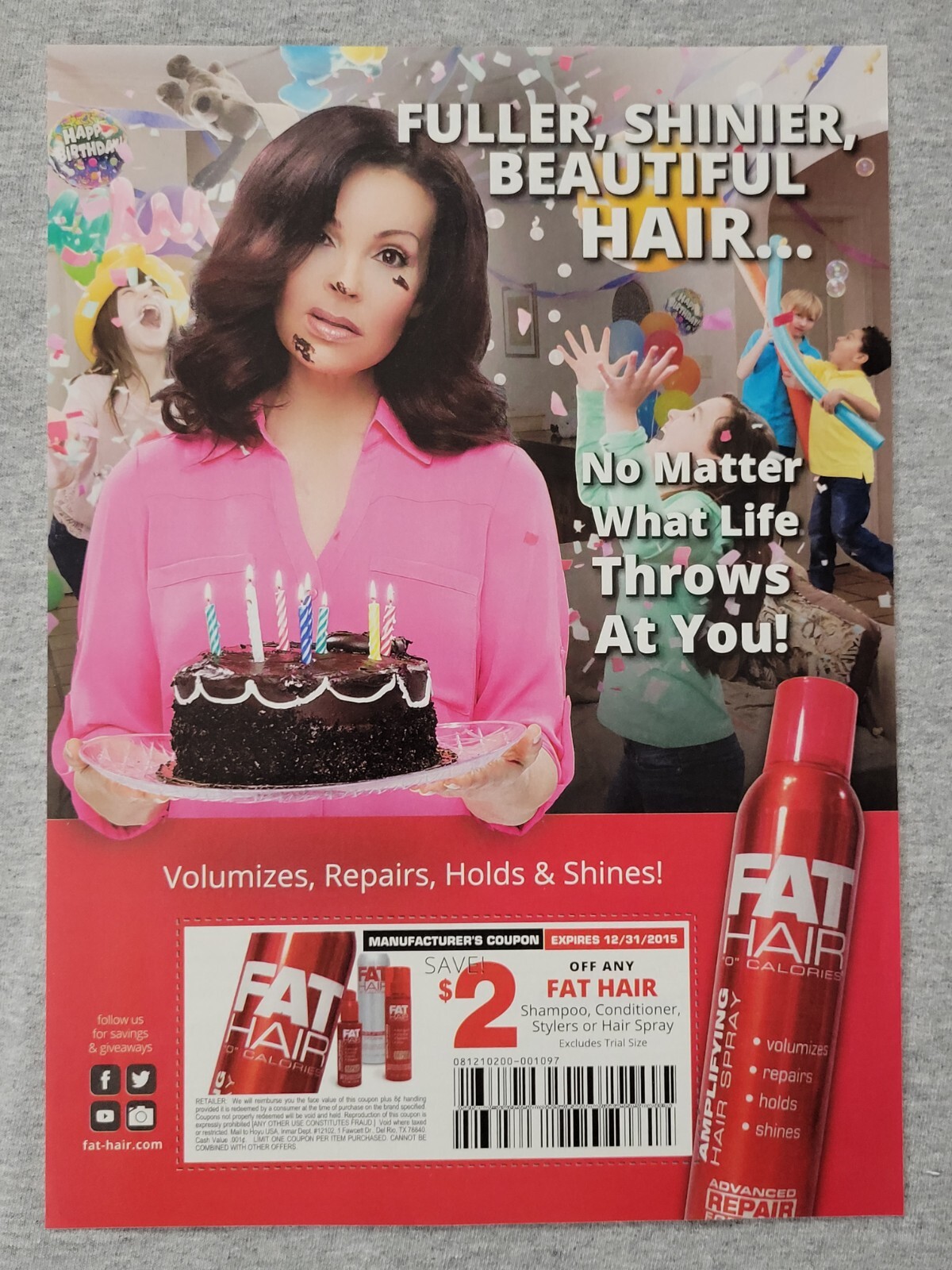 2015 Magazine Advertisement Page Fat Hair Amplifying Hair Spray Woman ...