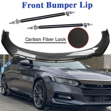 For Honda Accord EX-L LX Carbon Fiber Style Front Bumper Lip Spoiler+Strut Rods/