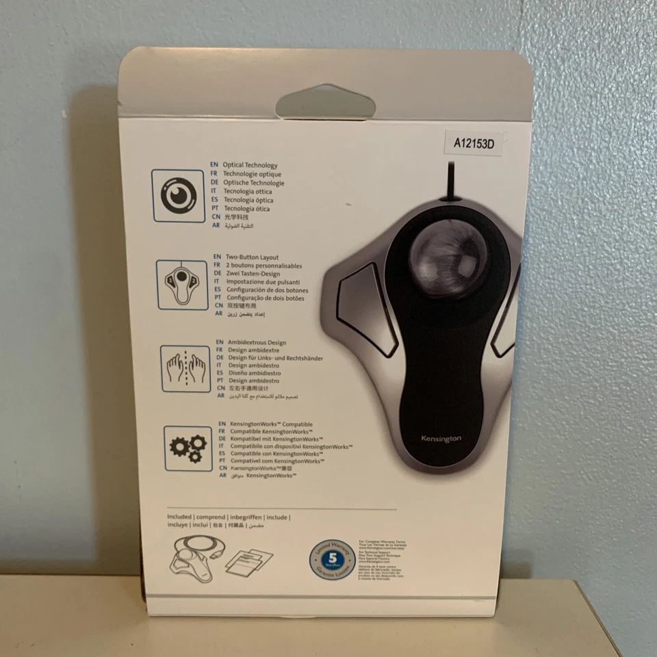 Kensington Ergonomic Orbit Optical Trackball Mouse (K64327WW) Silver/Black NIB - Image 4 of 4