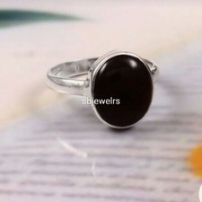 Natural Black Onyx Gemstone 925 Sterling Silver Ring Beautiful Women Gift D-420