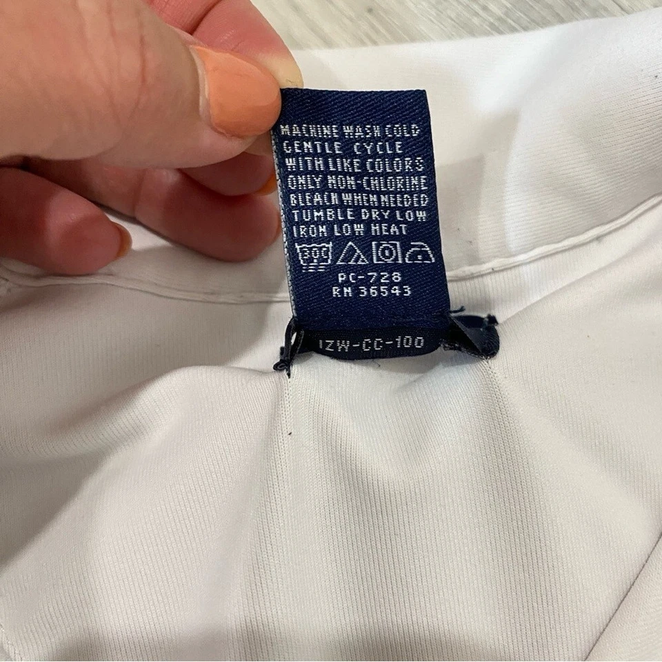 Camisa polo para mujer IZOD x-tra seca 1/4 cremallera blanca y negra talla M Foto 4 de 4