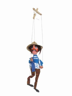 Jouet marionnette ancienne mexicaine à fils Sombrero Années 70 Bois