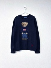 Women S Ralph Lauren Polo Bear Cotton Knit 160cm Navy Classic Iconic Collectible