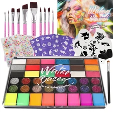 Color Face Painting Kit for Kids Non Toxic Water Activated paint palette with