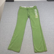 Vtg Abercrombie Fitch Sz M Green A F League NY Wide Flare Sweatpants Y2k