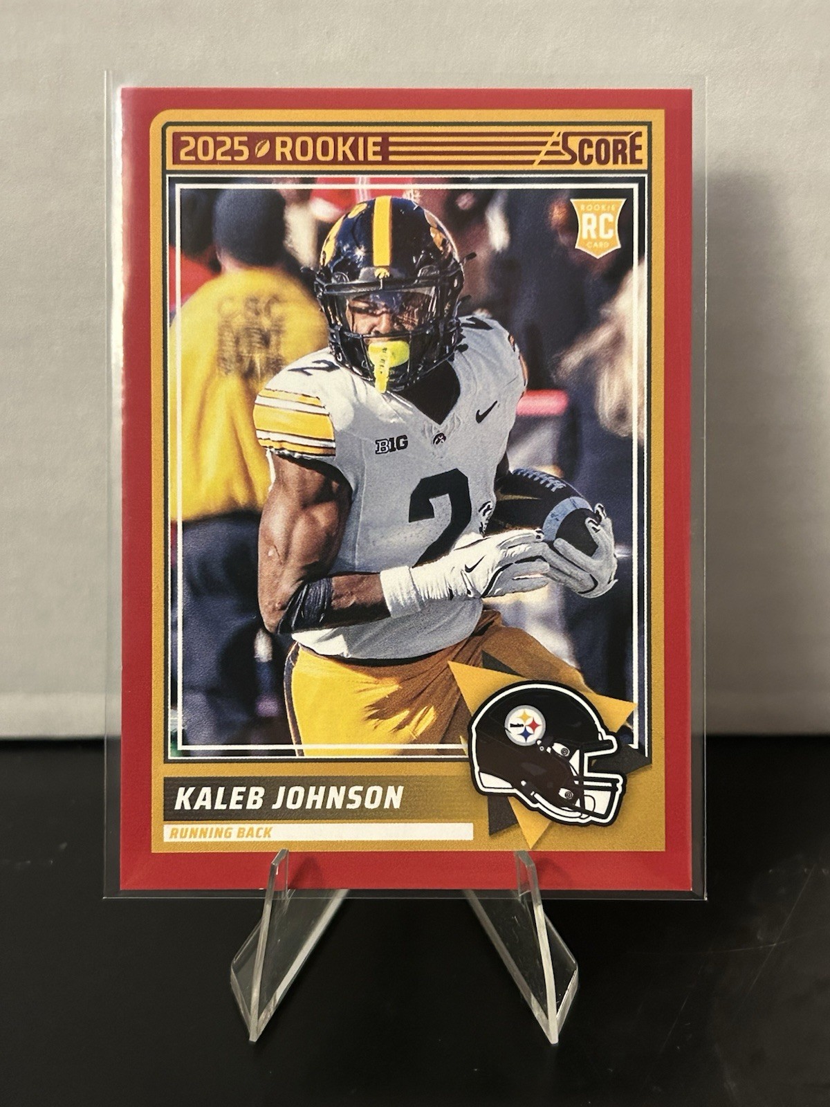 2025 Score Rookies Kaleb Johnson #12 Red (RC) Pittsburgh Steelers