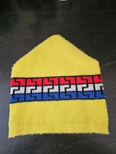 VTG 1970s Wigwam 100 Orlon Geometric Beanie Ski Snowboarding Yellow
