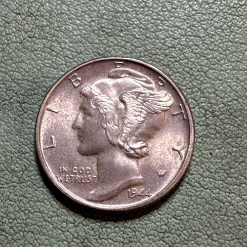 1944 Mercury Dime, Choice BU++ Brilliant Uncirculated .900 Silver 10c .07234 ASW